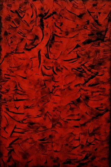 Painting titled "Nero su Rosso" by Mario Frattura, Original Artwork, Acrylic