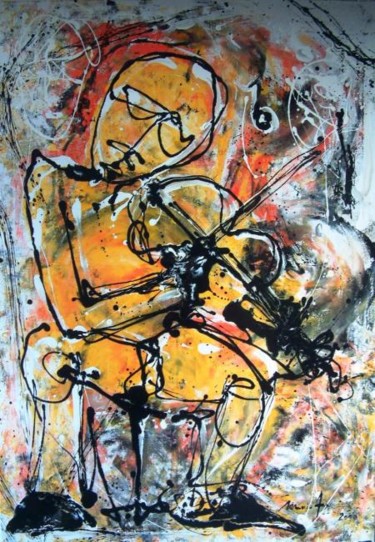 Pintura intitulada "violinista" por Mário Fresco, Obras de arte originais, Óleo