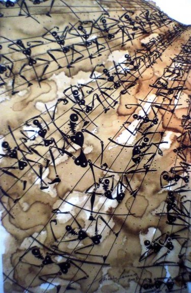 Pintura intitulada "pauta enrolada" por Mário Fresco, Obras de arte originais