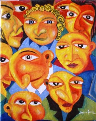 Pintura intitulada "gentes" por Mário Fresco, Obras de arte originais, Óleo