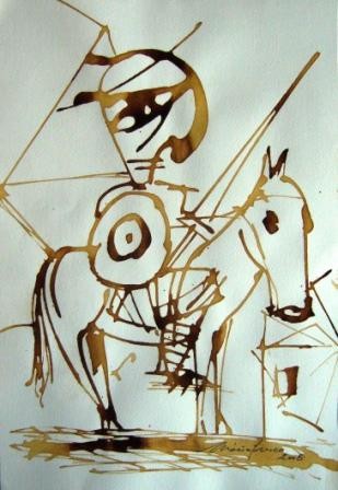 Sculpture titled "Don Quixote" by Mário Fresco, Original Artwork, Paper