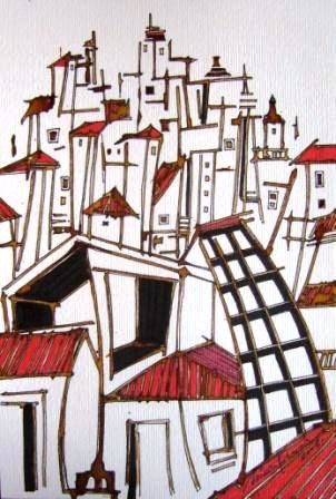Pintura intitulada "CONTRADIÇOES" por Mário Fresco, Obras de arte originais, Arquitetura