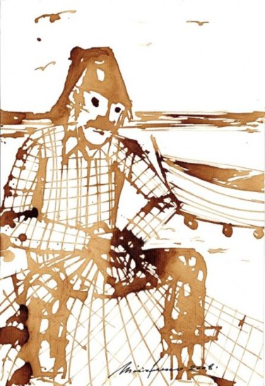pescador Painting titled "pescador" by Mário Fresco, Original Art, Architecture