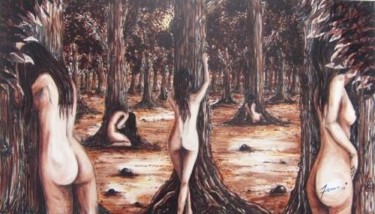 Pintura intitulada "ás escondidas" por Mário Fresco, Obras de arte originais, Óleo