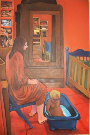 Pittura intitolato "nella stanza" da Mario Jerone, Opera d'arte originale