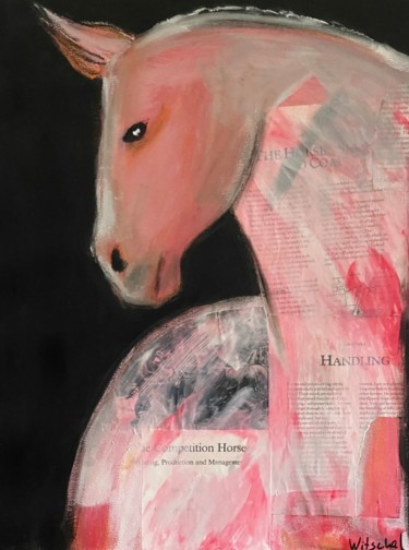 Malerei mit dem Titel "Pink pony" von Marion Witschel, Original-Kunstwerk, Acryl