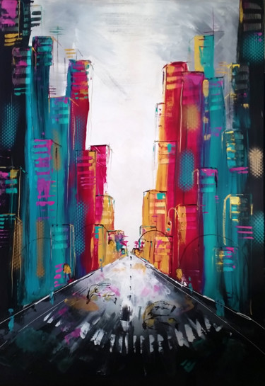 Peinture intitulée "city-center-ii.jpg" par Marion Capdevila, Œuvre d'art originale, Acrylique