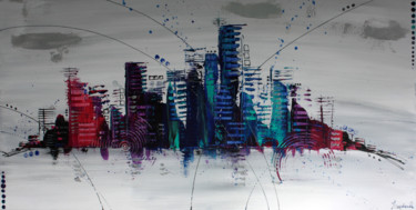 Schilderij getiteld "lagoon-city.jpg" door Marion Capdevila, Origineel Kunstwerk, Acryl