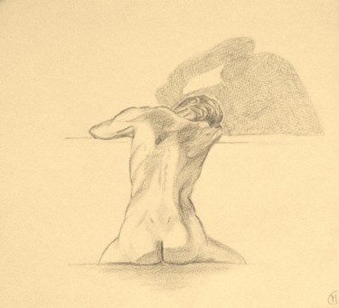 Disegno intitolato "Nu assis de dos" da Marion Carralero, Opera d'arte originale