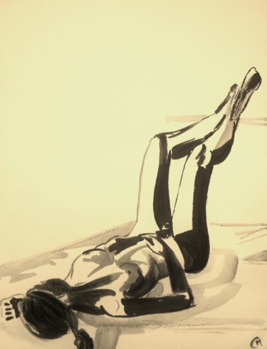 Pintura intitulada "Nu allongé" por Marion Carralero, Obras de arte originais, Tinta