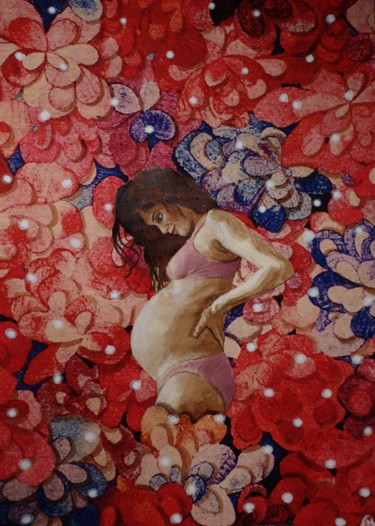 Painting titled "femme enceinte 1" by Marion Carralero, Original Artwork, Watercolor