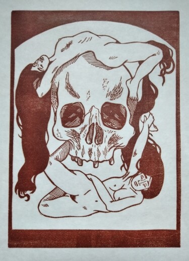Druckgrafik mit dem Titel "Vanité" von Marion Cheung, Original-Kunstwerk, Linoldrucke