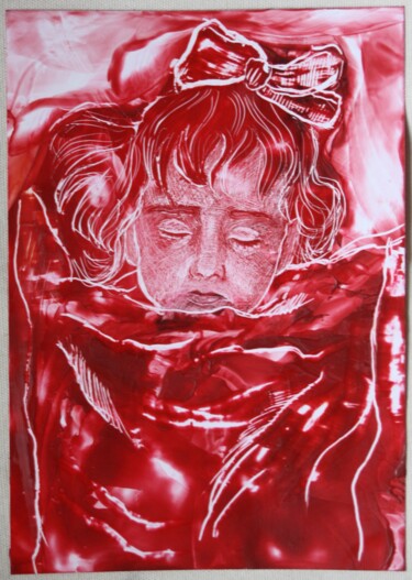 Рисунок под названием "Fillette des Cataco…" - Marion Cheung, Подлинное произведение искусства, Энкаустический