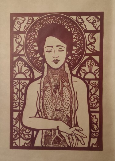 Incisioni, stampe intitolato "Étude à la manière…" da Marion Cheung, Opera d'arte originale, Incisioni su linoleum