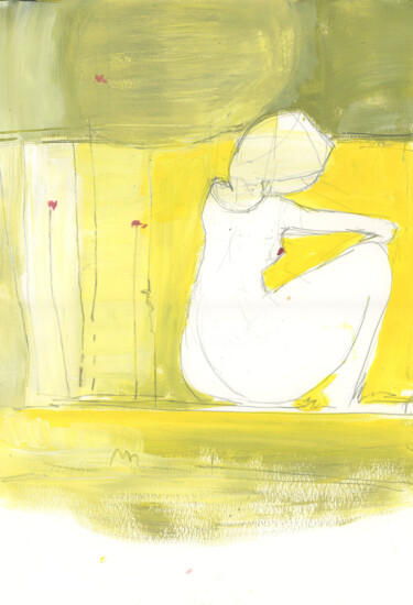 Peinture intitulée "nu assis" par Marion Durand-Gasselin, Œuvre d'art originale, Acrylique