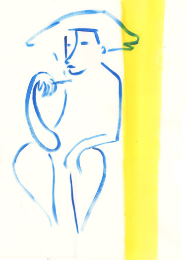 Peinture intitulée "femme qui fume 2" par Marion Durand-Gasselin, Œuvre d'art originale, Acrylique