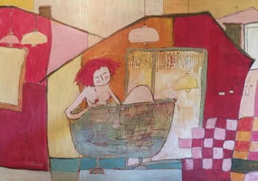 Painting titled "baignoire" by Marion Durand-Gasselin, Original Artwork, Acrylic
