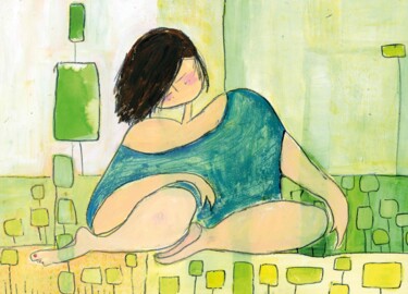 Peinture intitulée "femme verte" par Marion Durand-Gasselin, Œuvre d'art originale, Acrylique