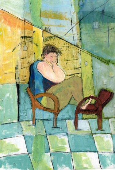 Malerei mit dem Titel "jour de reflexion" von Marion Durand-Gasselin, Original-Kunstwerk, Acryl