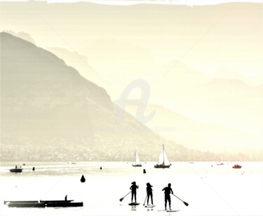 Photographie intitulée "Paddle sur lac" par Marion Kormann, Œuvre d'art originale