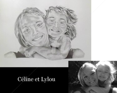 Dessin intitulée "Céline et Lylou" par M'Art'Ion, Œuvre d'art originale