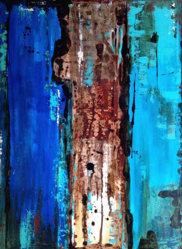 Peinture intitulée "Ecorce bleue" par Marion Moulin, Œuvre d'art originale, Acrylique