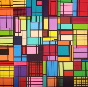 Painting titled "Graphique color" by Marion Moulin, Original Artwork, Acrylic