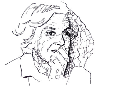 Drawing titled "Portrait Andrée Che…" by Marion Poix, Original Artwork, Ink Mounted on Cardboard