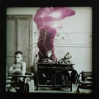 Collages intitulée "Stormy Doisneau" par Marion Revoyre, Œuvre d'art originale, Collages