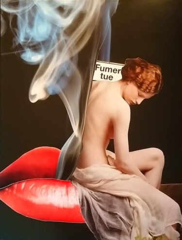 Collages titled "Fumer Tue" by Marion Revoyre, Original Artwork, Collages