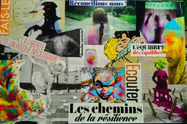 Collages getiteld "L'équilibre déséqui…" door Marion Revoyre, Origineel Kunstwerk, Collages