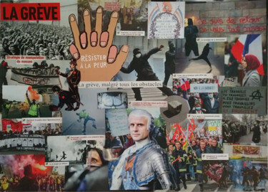 Collages intitolato "La grève" da Marion Revoyre, Opera d'arte originale, Collages