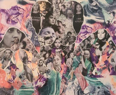 Collagen mit dem Titel "Women on fire" von Marion Revoyre, Original-Kunstwerk, Collagen