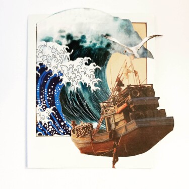 Collages intitulée "Tsunami" par Marion Revoyre, Œuvre d'art originale, Collages