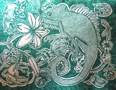 "Mélange vert.jpg" başlıklı Resim Marion Rt tarafından, Orijinal sanat, Tükenmez kalem