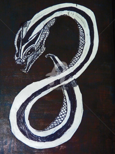 Drawing titled "serpent.jpg" by Marion Rt, Original Artwork, Ballpoint pen