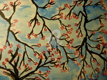 Painting titled "cerisier.jpg" by Marion Rt, Original Artwork, Watercolor