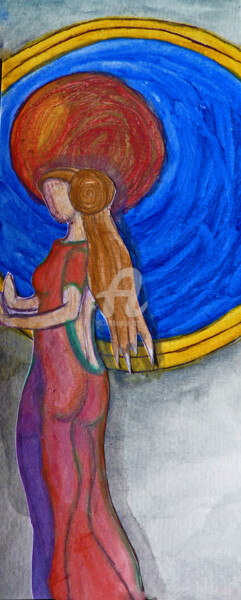 Pittura intitolato "belier.jpg" da Marion Rt, Opera d'arte originale, Acquarello