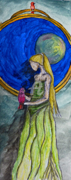 Painting titled "vierge.jpg" by Marion Rt, Original Artwork, Watercolor
