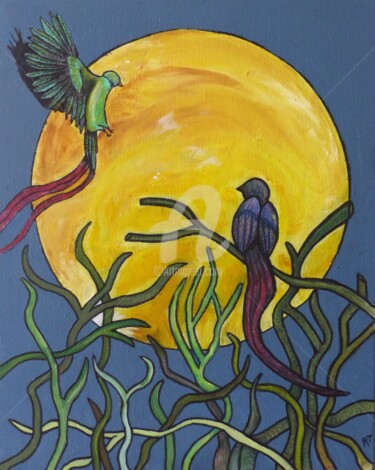Malerei mit dem Titel "Au clair de lune" von Marion Rt, Original-Kunstwerk, Acryl