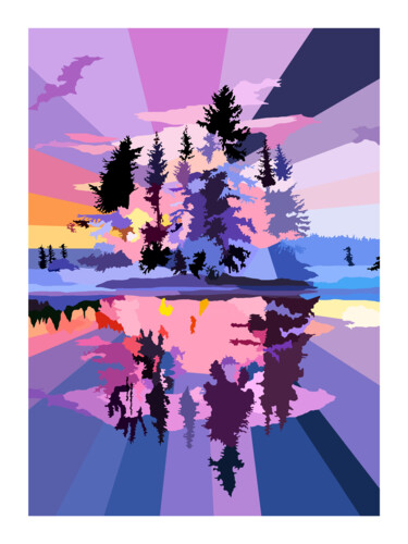 印花与版画 标题为“Exploded Forrest” 由Marion Sagon, 原创艺术品, 2D数字工作