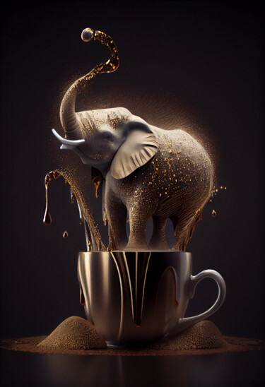 Digital Arts titled "Elefant  in einer K…" by Marion Terasa, Original Artwork, AI generated image