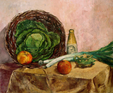 Painting titled "Vegetables" by Michelangelo Verso, Original Artwork, Oil