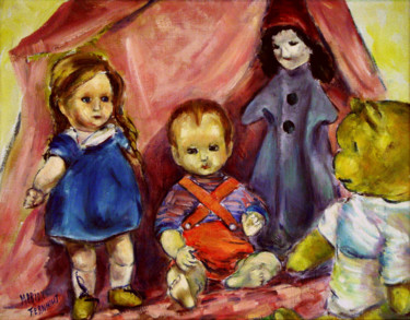 Painting titled "Dolls" by Michelangelo Verso, Original Artwork, Oil