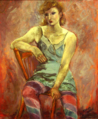 Painting titled "Girl on chair" by Michelangelo Verso, Original Artwork, Oil
