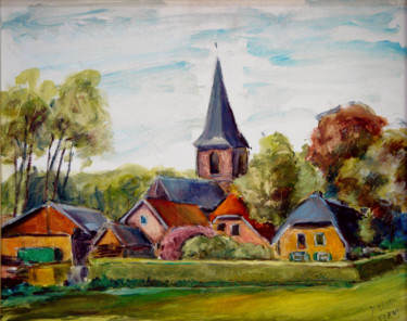 Painting titled "Dutch little village" by Michelangelo Verso, Original Artwork, Oil
