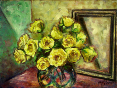 Painting titled "Bouquet of yellow r…" by Michelangelo Verso, Original Artwork, Oil