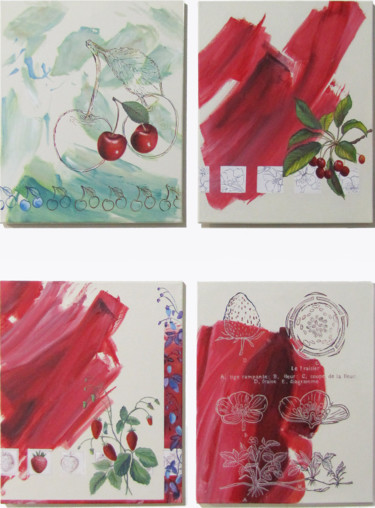 Peinture intitulée "fruits rouges" par Marion Pi, Œuvre d'art originale, Acrylique