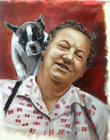 Painting titled "Coluche" by Marion Pi, Original Artwork, Acrylic