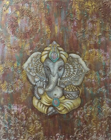 Pittura intitolato "Ganesha" da Oksana Sushko, Opera d'arte originale, Acrilico